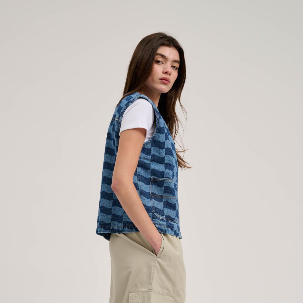 Veste femme Santa Cruz Classic Label Vest Blue Wave Check