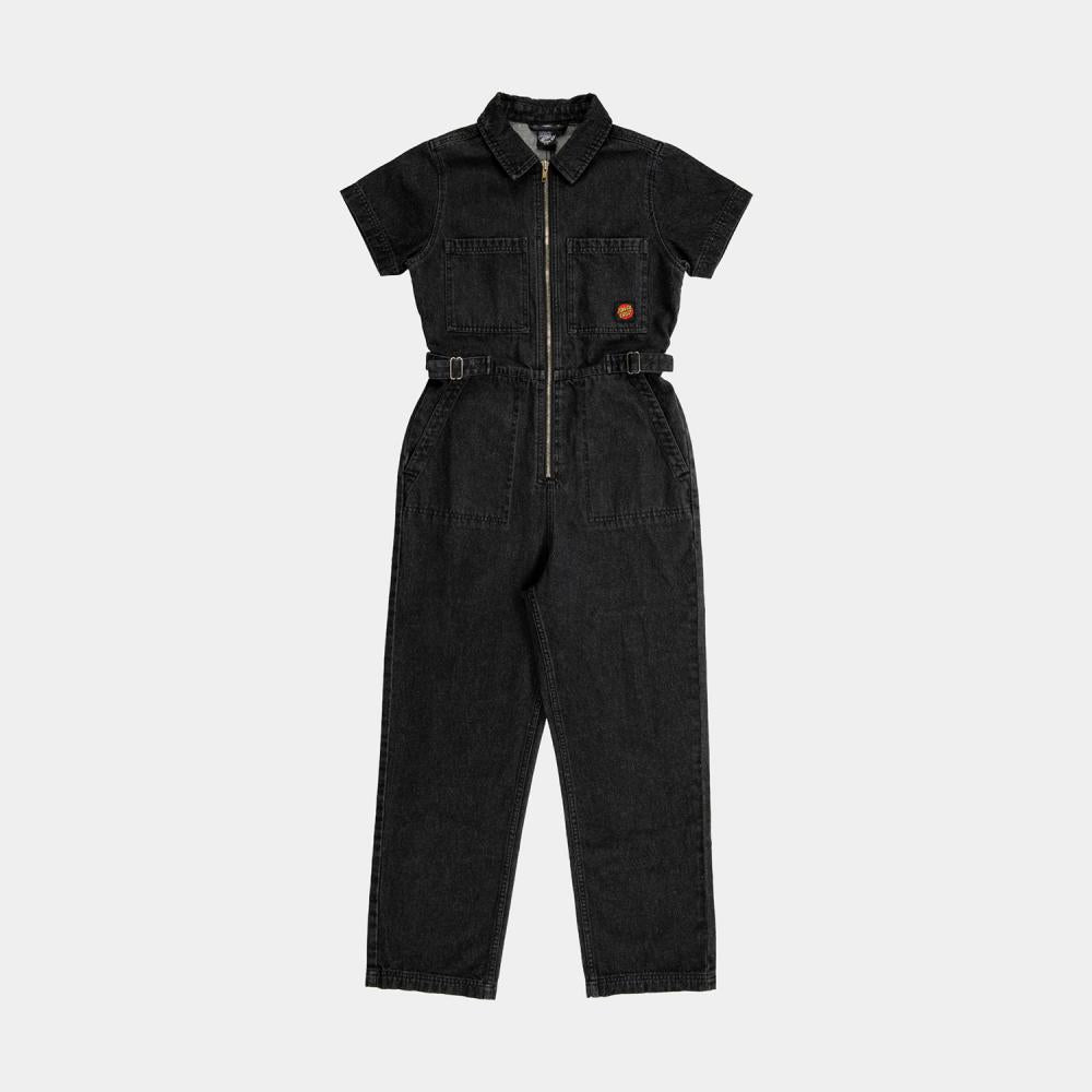 Pantalon femme Santa Cruz Line Up Utility Jumpsuit Black Wash