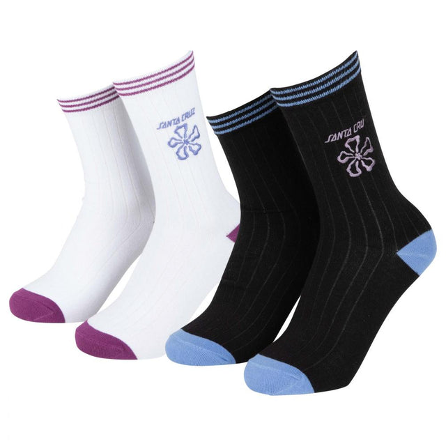 Chaussettes femme Santa Cruz Flower Stripe (lot de 2) Black & White
