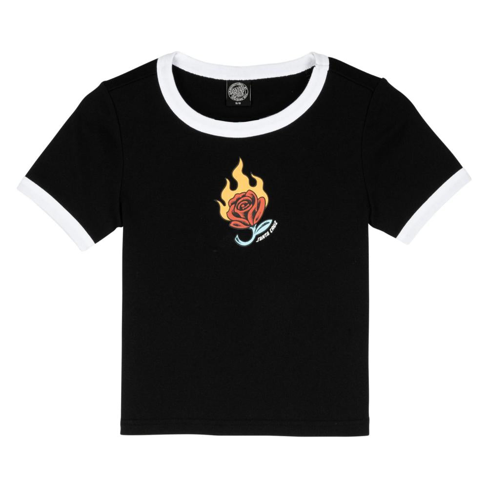 Tee-shirt femme Santa Cruz Lucky Rose Ringer Black / White