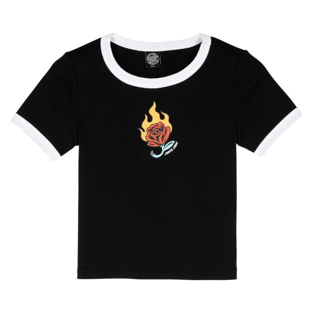 Tee-shirt femme Santa Cruz Lucky Rose Ringer Black / White