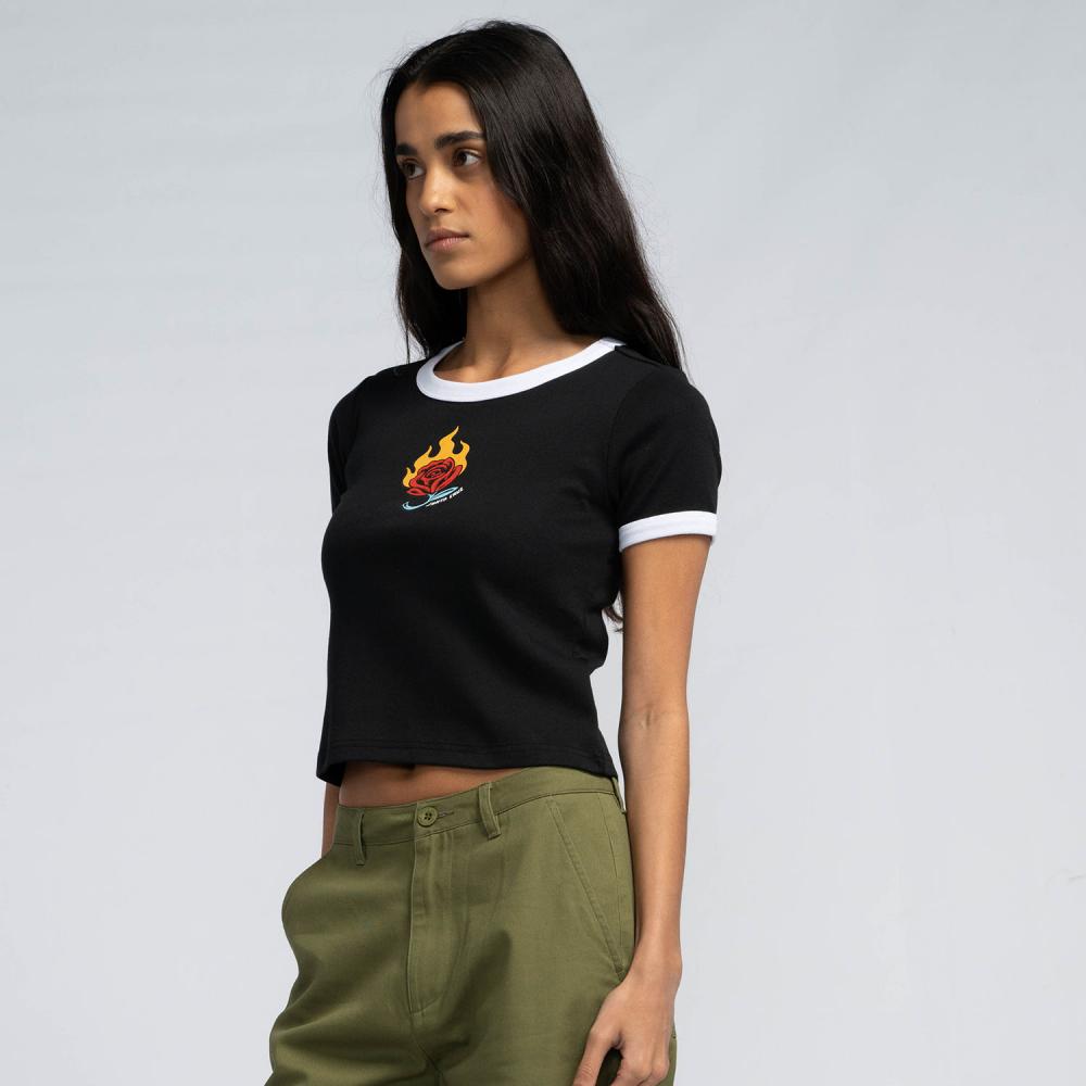 Tee-shirt femme Santa Cruz Lucky Rose Ringer Black / White