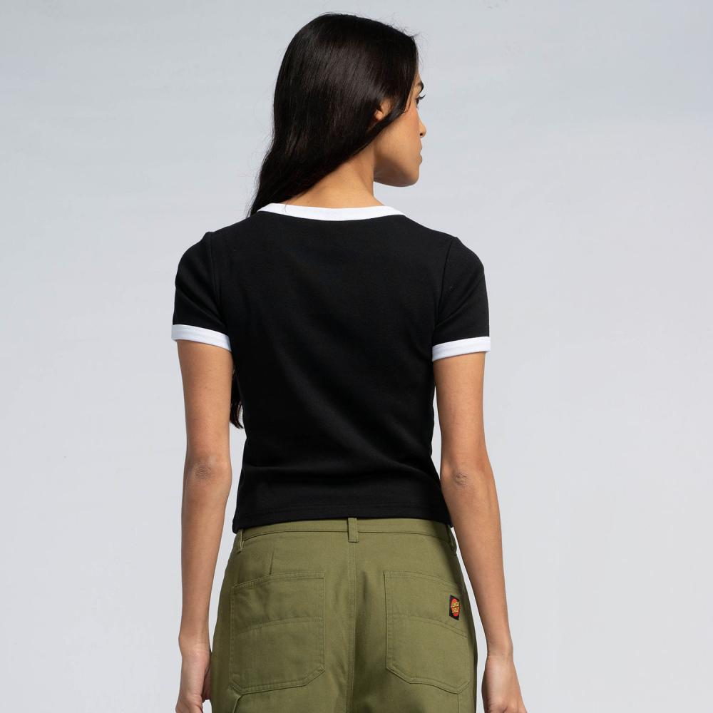 Tee-shirt femme Santa Cruz Lucky Rose Ringer Black / White
