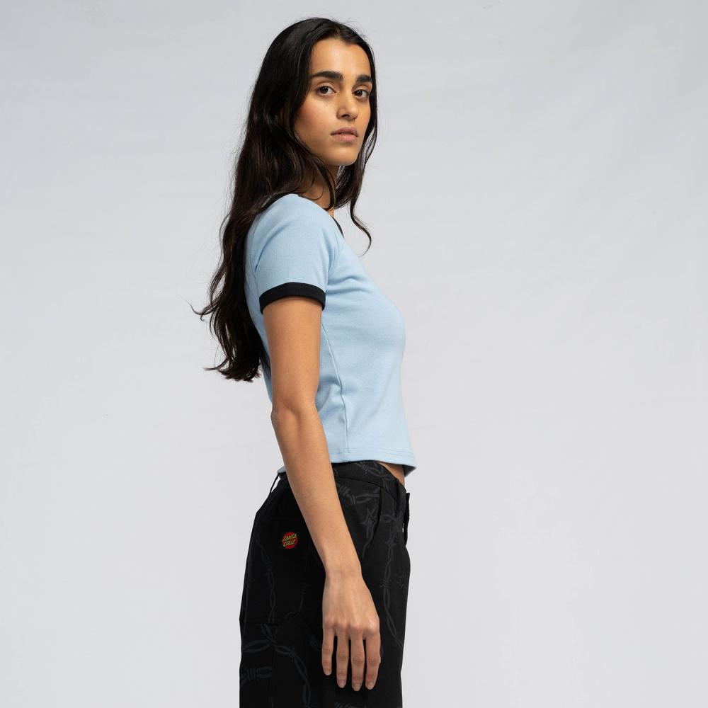Tee-shirt femme Santa Cruz Lucky Rose Ringer Crystal Blue / Black
