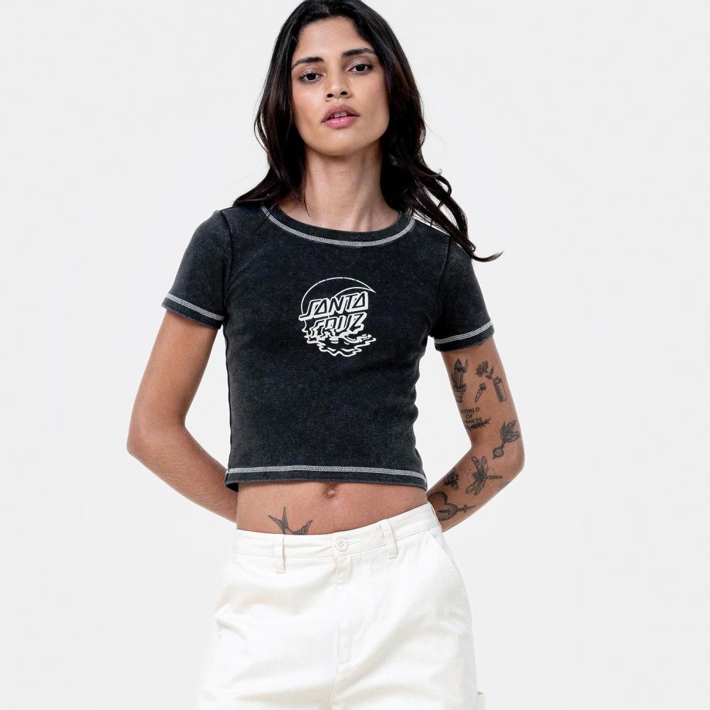 Tee-shirt femme Santa Cruz Moon Dot Reflection Front Black Acid Wash