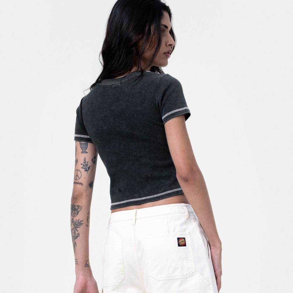 Tee-shirt femme Santa Cruz Moon Dot Reflection Front Black Acid Wash