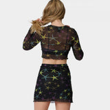 Tee-shirt manches longues femme Santa Cruz Strip Digi Mesh Crop Starfish Repeat
