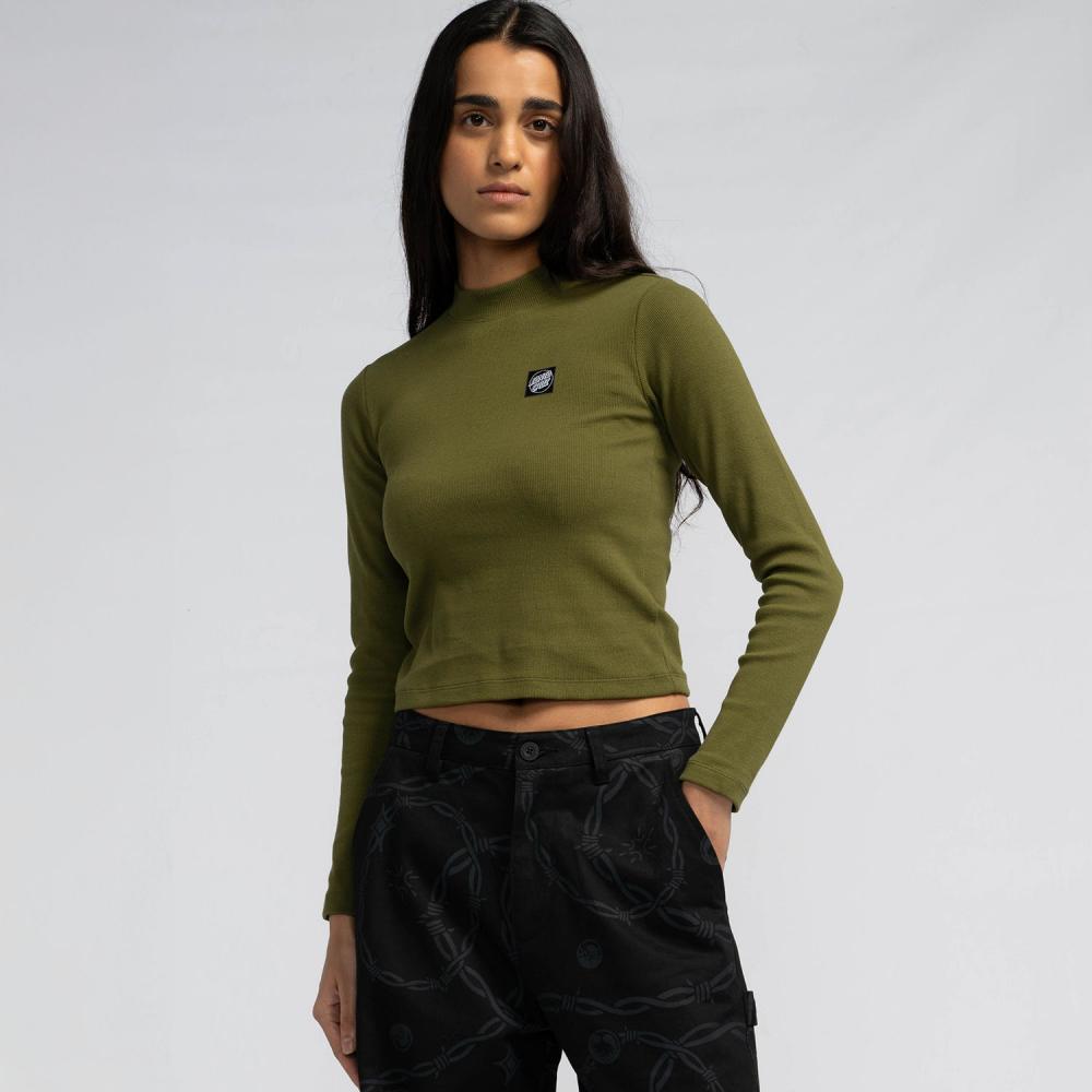 Tee-shirt manches longues femme Santa Cruz Opus Dot Mock Neck Sea Kelp