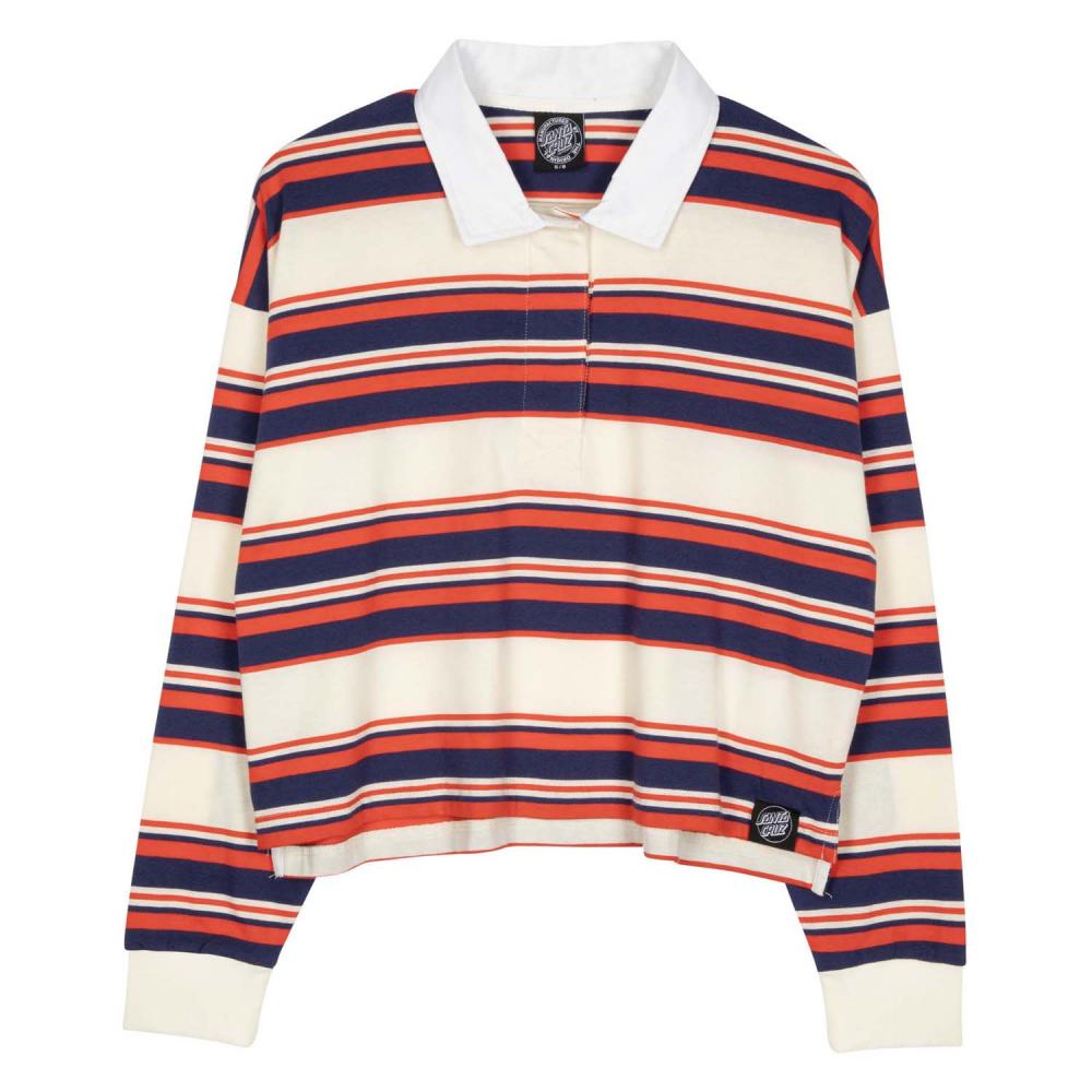 Polo femme Santa Cruz Monterey Crop Polo Top Off White Stripe