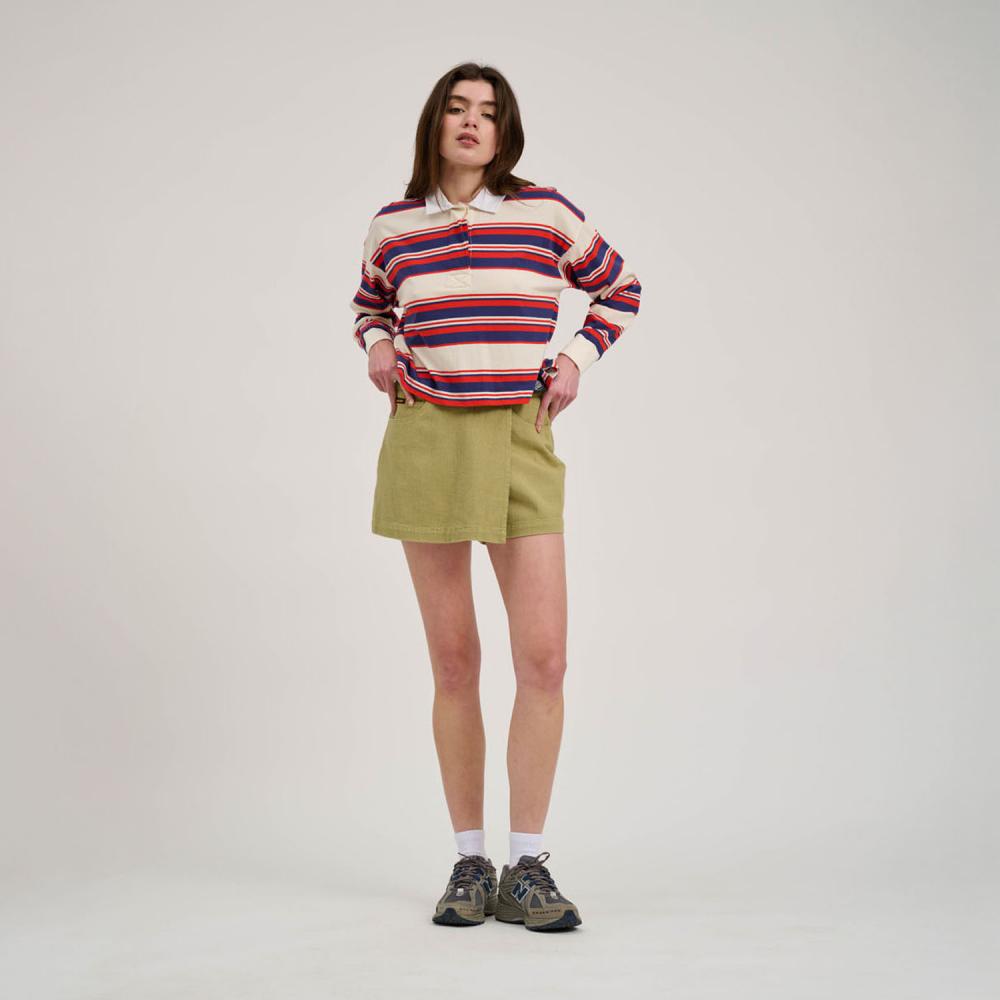 Polo femme Santa Cruz Monterey Crop Polo Top Off White Stripe