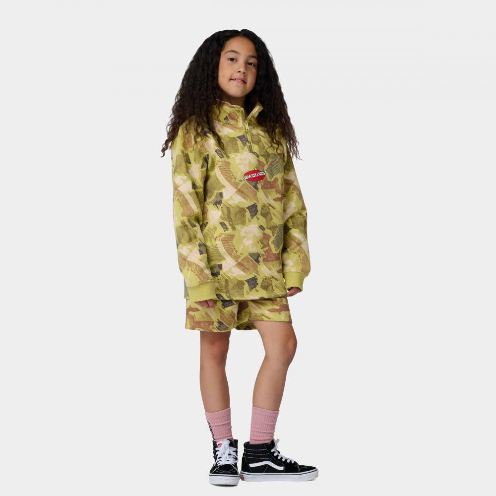 Sweat 1/4 zip enfant Santa Cruz Strip Oval Faded Khaki Camo
