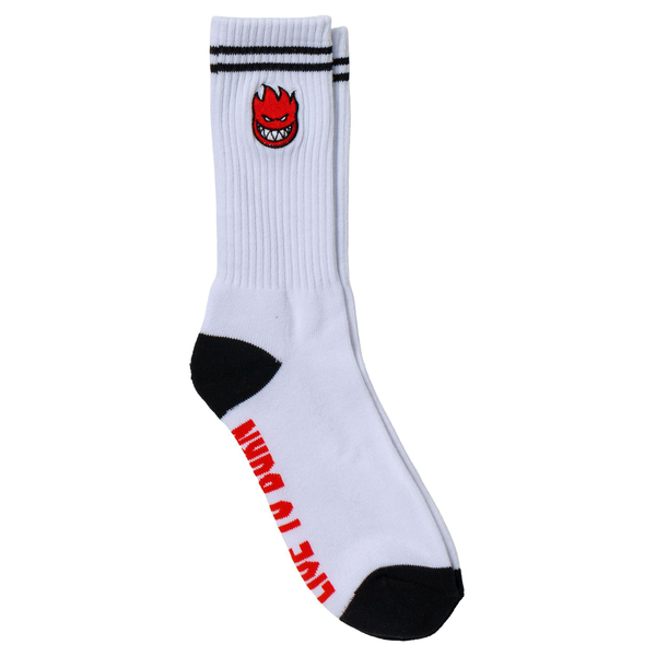 Chaussettes Spitfire Bighead Fill Emb White Black Red
