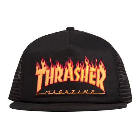 Thrasher Cap Flame Emb Mesh Black