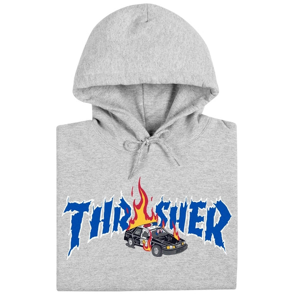 Thrasher Sweat Cop Car Hood Grey