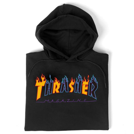 Thrasher Sweat Double Flame Hood Black