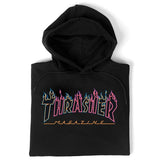 Thrasher Sweat Double Flame Neon Hood Black