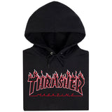 Thrasher Sweat Flame Hood Black Red