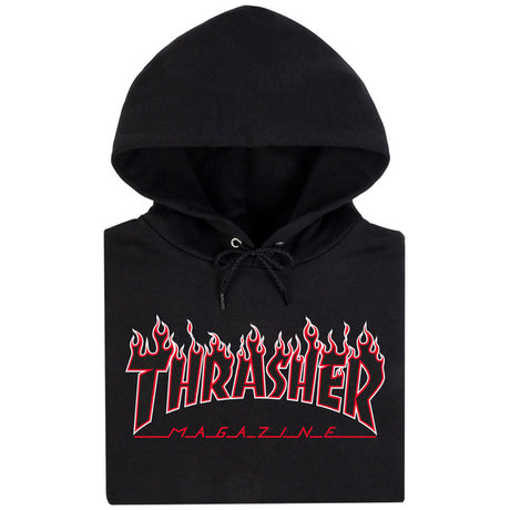 Thrasher Sweat Flame Hood Black Red
