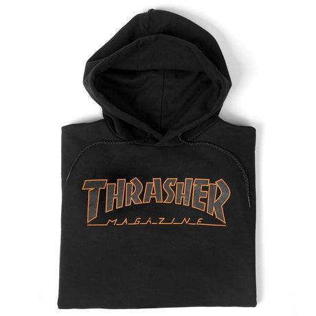 Thrasher Sweat Outlined Hood Black Orange