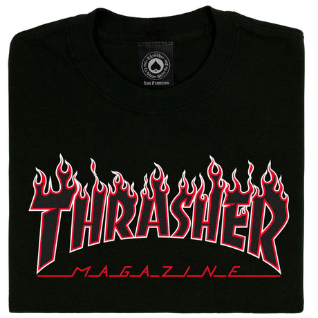 Thrasher T-Shirt Flame Ls Black Red