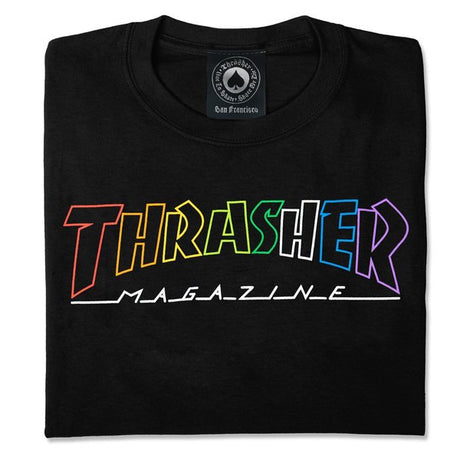 Thrasher T-Shirt Outlined Rainbow Mag Black