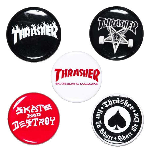 Thrasher Buttons (Pack De 5) Logo