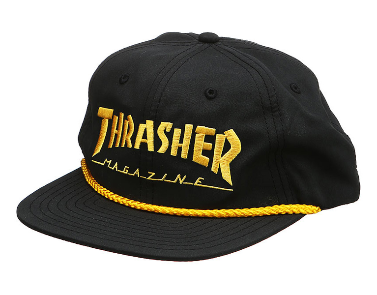 Thrasher Cap Logo Rope Snapback Black Yellow