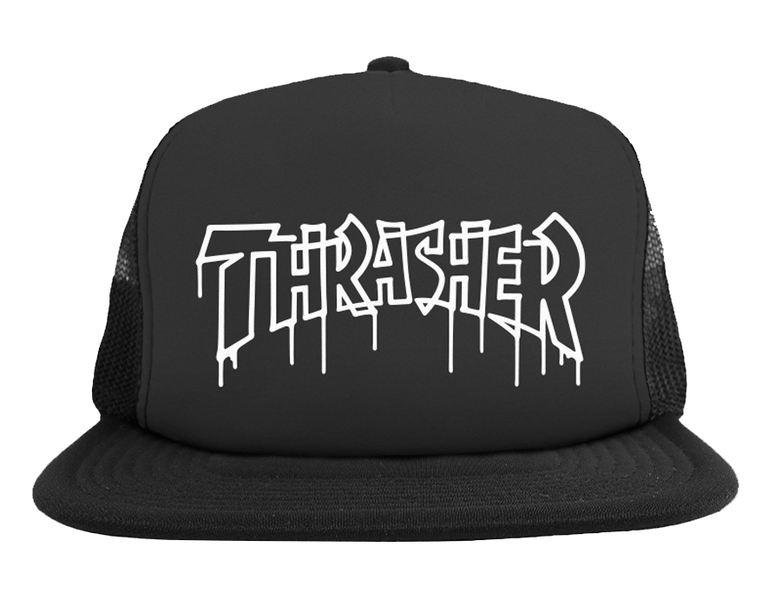 Thrasher Cap One-Liner Trucker Hat Black Black