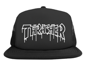 Thrasher Cap One-Liner Trucker Hat Black Black