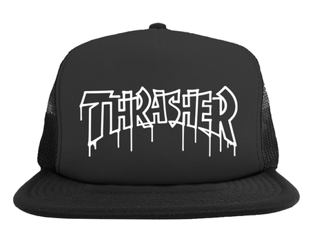 Thrasher Cap One-Liner Trucker Hat Black Black