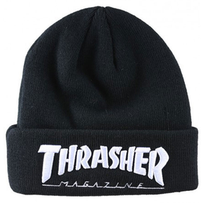 Thrasher Beanie Logo Embroidered Black White