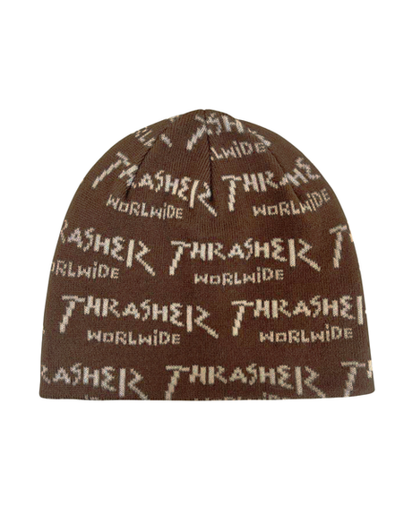 Thrasher Beanie Worlwide Skully Brown