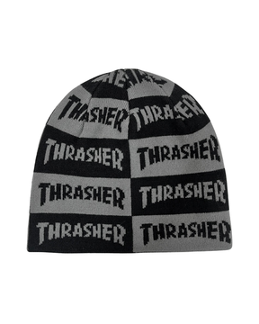Thrasher Beanie Mag Checkered Skully Black Grey