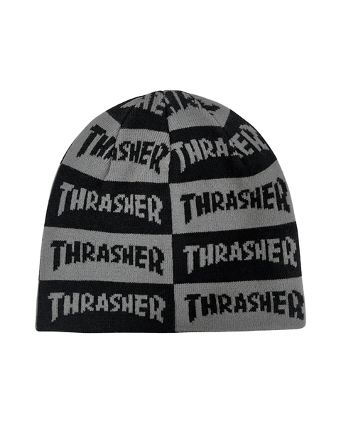 Thrasher Beanie Mag Checkered Skully Black Grey