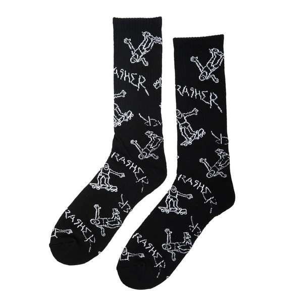 Thrasher Socks Gonz Logo Crew Black White
