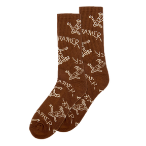 Thrasher Socks Gonz Logo Crew Brown Tan