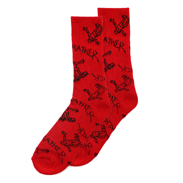 Thrasher Socks Gonz Logo Crew Red Black