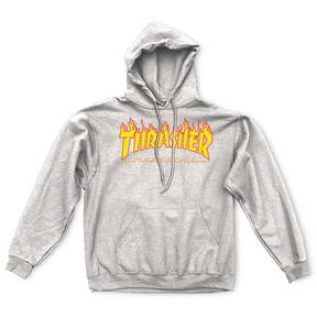 Thrasher Sweat Flame Hood Grey