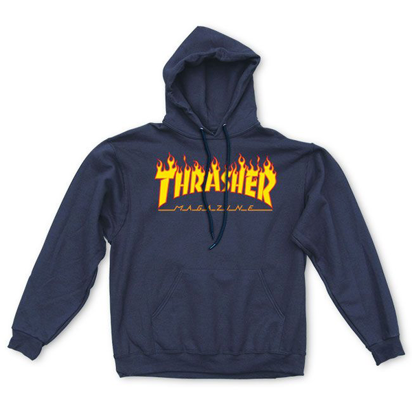 Thrasher Sweat Flame Hood Navy