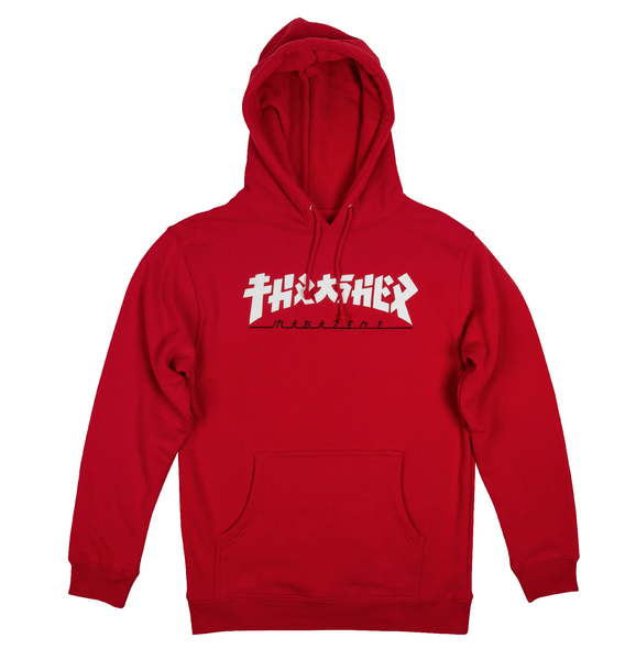Thrasher Sweat Godzilla Hood Red