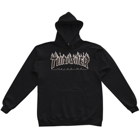 Thrasher Sweat Flame Hood Black Black