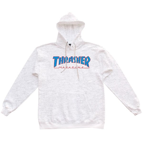 Thrasher Sweat Outlined Hood Ash Grey