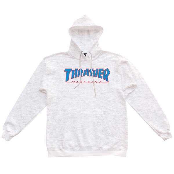 Thrasher Sweat Outlined Hood Ash Grey