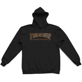 Thrasher Sweat Outlined Hood Black Orange