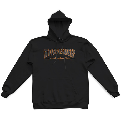 Thrasher Sweat Outlined Hood Black Orange