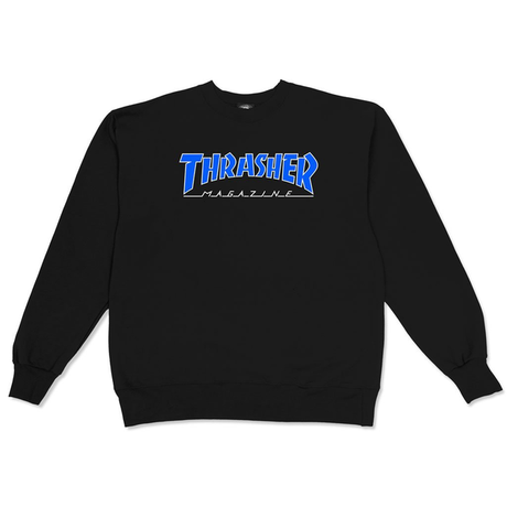 Thrasher Sweat Outlined Crew Black Blue