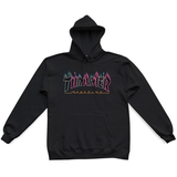Thrasher Sweat Double Flame Neon Hood Black
