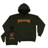 Thrasher Sweat Burn It Down Hood Dark Chocolate
