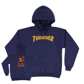 Thrasher Sweat Burn It Down Hood Navy