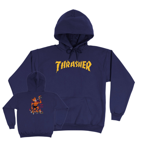 Thrasher Sweat Burn It Down Hood Navy